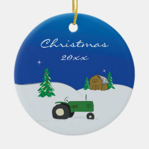 Tractor & Barn Custom Christmas Ornament