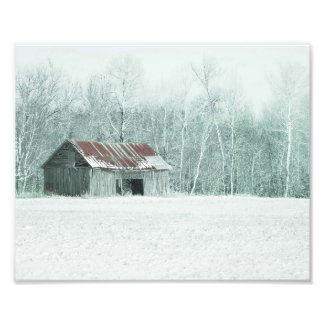 Tractor Barn In Fresh Snow Photo Print