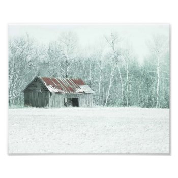 Tractor Barn In Fresh Snow Photo Print by nikkilynndesign at Zazzle