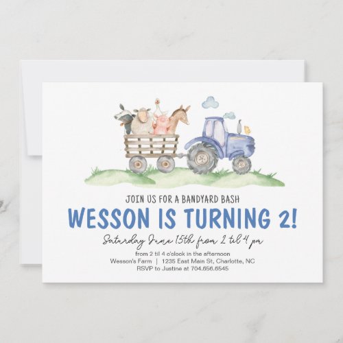 Tractor Birthday Farm Birthday Invitation 