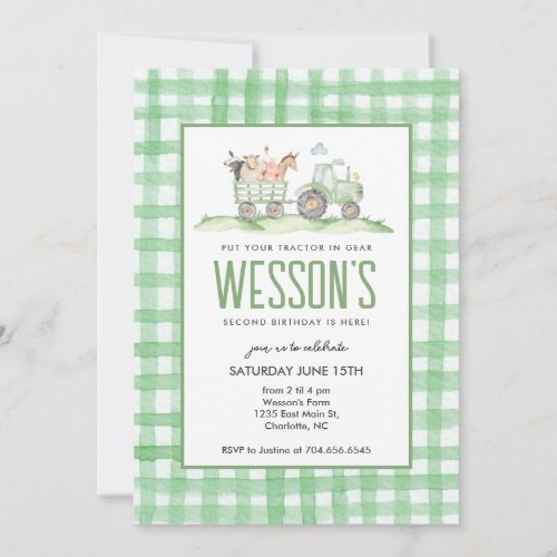 Tractor Birthday, Farm Birthday Invitation 
