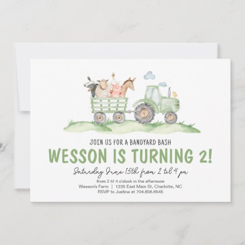 Tractor Birthday Farm Birthday Invitation 