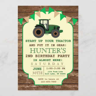 Tractor Birthday Invitation, Farm Birthday Invitation