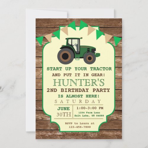 Tractor Birthday Invitation Farm Birthday Invitation