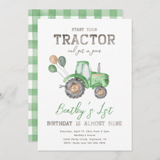 Tractor Birthday Invitation | Tractor Invitation
