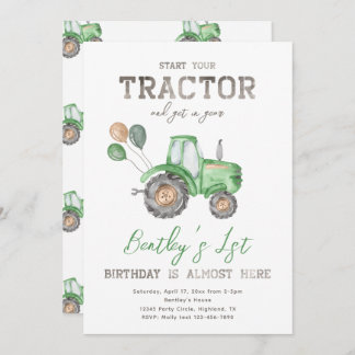Tractor Birthday Invitation | Tractor Invitation