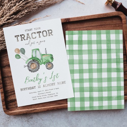 Tractor Birthday Invitation  Tractor Invitation