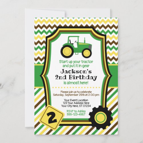 Tractor Birthday Invitation with Envelopes