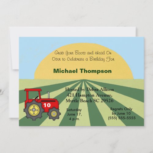 Tractor  Birthday Invitations