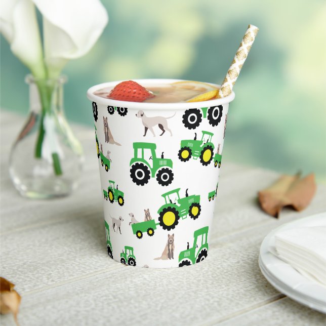 Tractor Birthday Party Cups Farm Theme (Insitu)