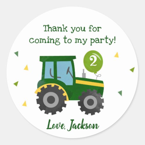 Tractor Birthday Party Favor Stickers