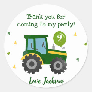 Tractor Birthday Party Favor Stickers