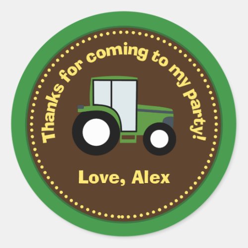 Tractor Birthday Party Favor Stickers