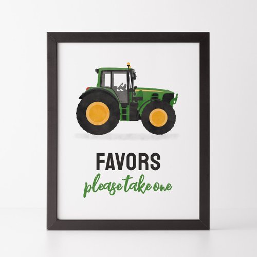 Tractor Birthday Party Favors Sign