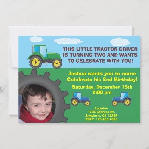 Tractor Birthday Party Invitation