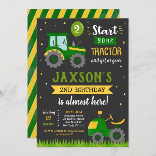 Tractor Birthday Party Invitation