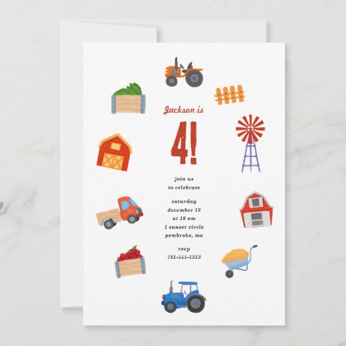 Tractor Birthday Party Invitation