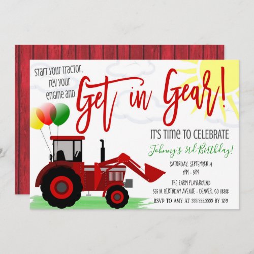 Tractor Birthday Party Invitation 