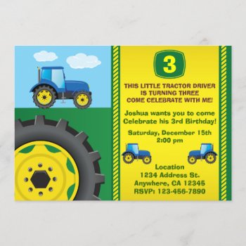 Tractor Birthday Party Invitation Any Age by aaronsgraphics at Zazzle