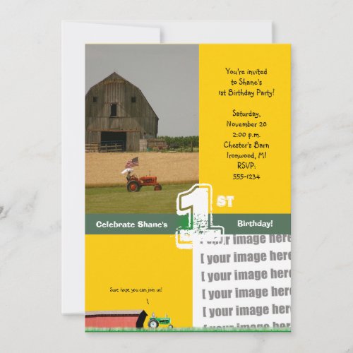 Tractor Birthday Party Invitation:  Barn &amp; Tractor