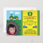 Tractor Birthday Party Invitation Postcard (Front/Back)