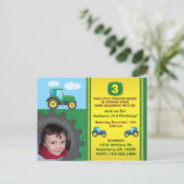 Tractor Birthday Party Invitation Postcard (Standing Front)