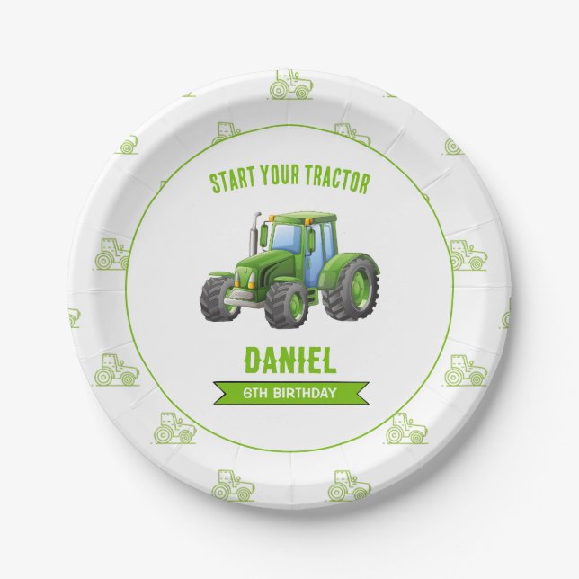 Tractor Birthday Party  Paper Plates (Front)
