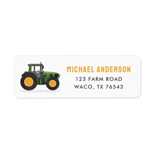 Tractor Birthday Party Return Address Label
