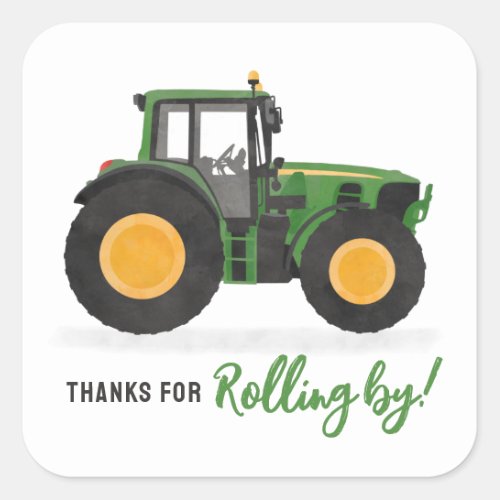 Tractor Birthday Party Square Sticker