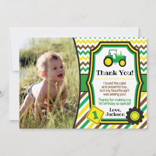 Tractor Birthday Thank You Card with Envelopes