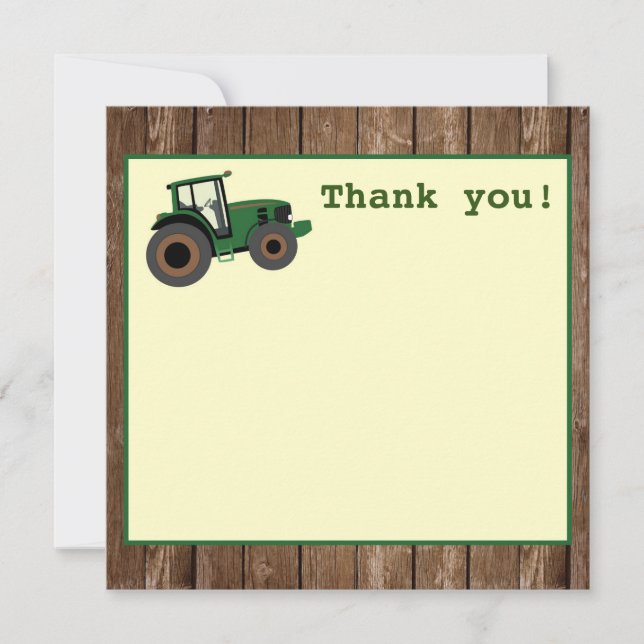 Tractor Birthday Thank You, Farm Birthday Thank You Card (Front)