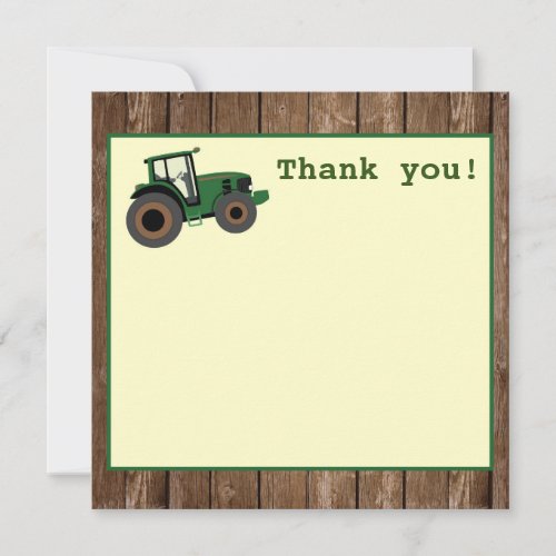 Tractor Birthday Thank You Farm Birthday Thank You Card