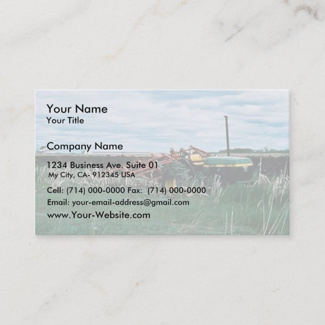 Tractor Bogs plowing wetlands Business Card (Front)