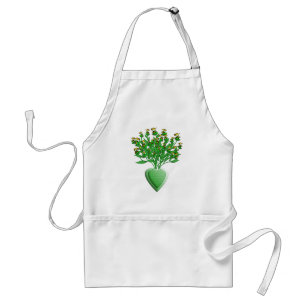 Tractor Bouquet with Green Heart Vase Adult Apron