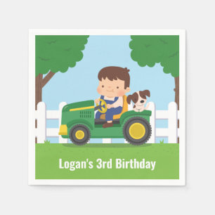 Tractor Boy and Puppy Farm Birthday Party Supplies Napkins