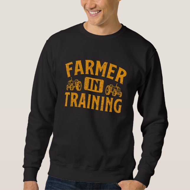 Tractor Boys Youth Men Farmer In Training Tractor Sweatshirt (Front)