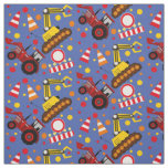 Tractor bulldozer costruction polka dot boy kids fabric