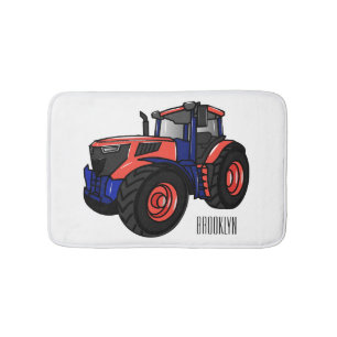 Tractor cartoon illustration bath mat
