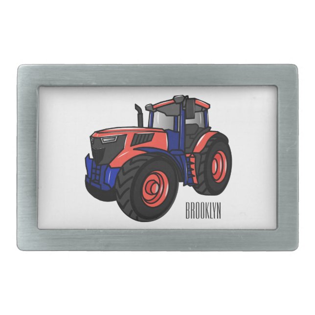 Tractor cartoon illustration  belt buckle (Front)