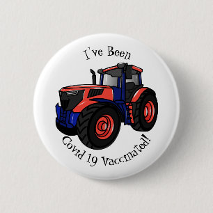 Tractor cartoon illustration button