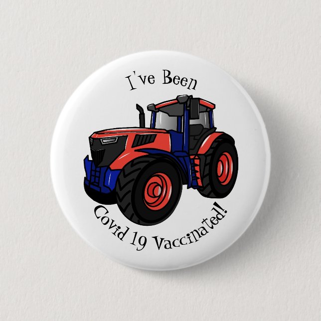 Tractor cartoon illustration button (Front)