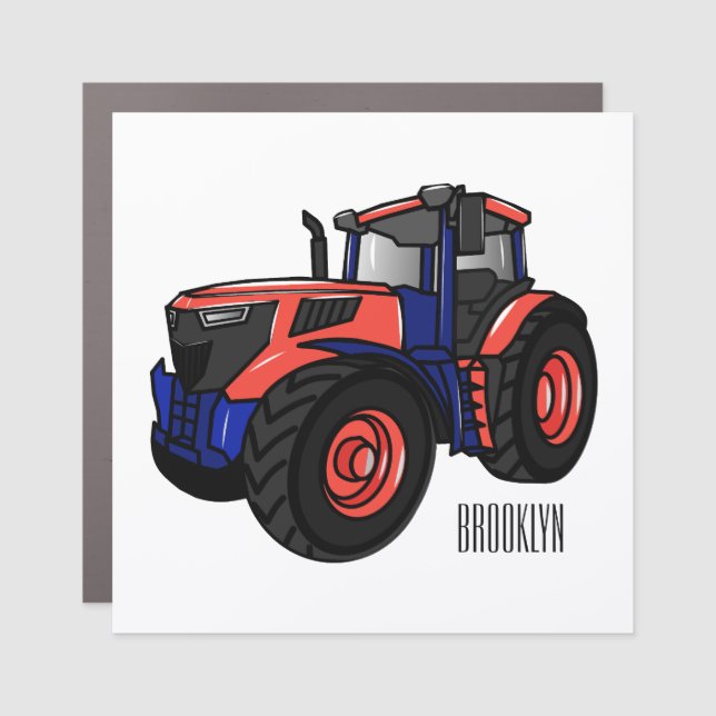 Tractor cartoon illustration  car magnet (Front)