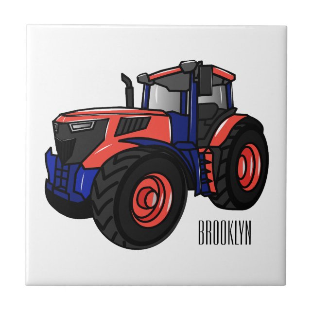 Tractor cartoon illustration  ceramic tile (Front)