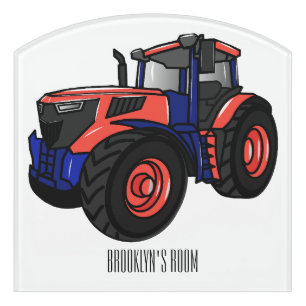 Tractor cartoon illustration door sign