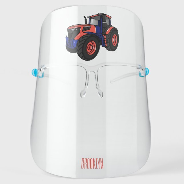 Tractor cartoon illustration face shield (Front)