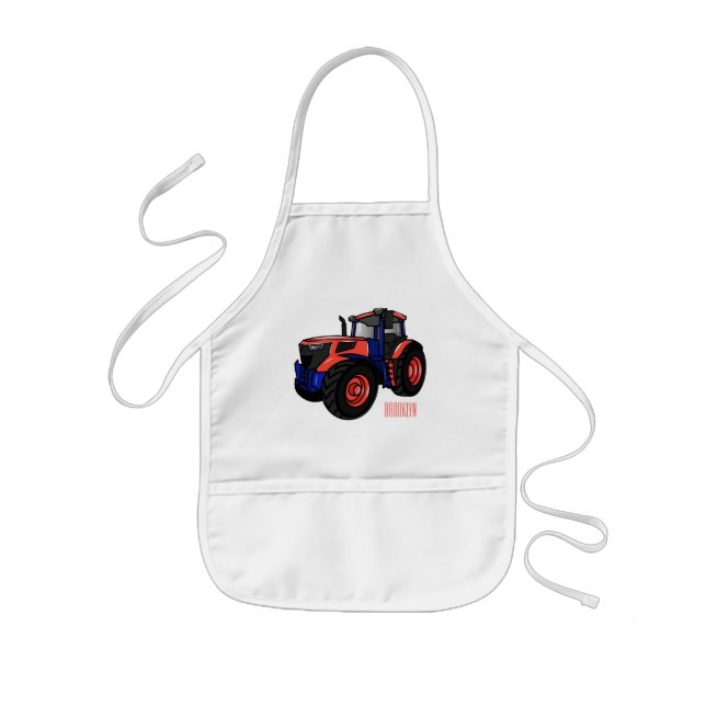 Tractor cartoon illustration  kids' apron (Front)