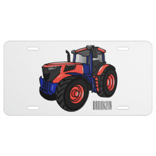 Tractor cartoon illustration  license plate