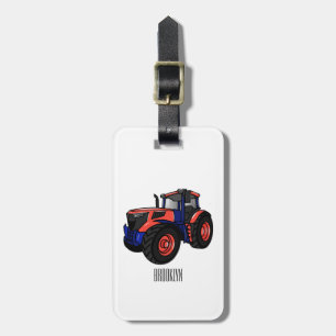 Tractor cartoon illustration luggage tag