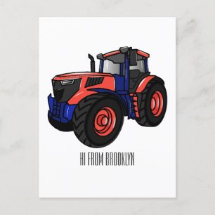 Tractor cartoon illustration  postcard