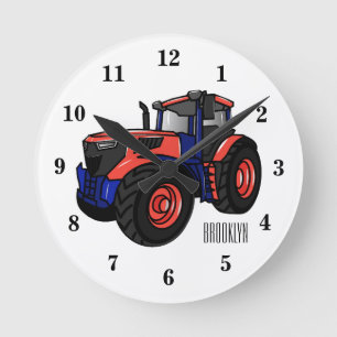 Tractor cartoon illustration  round clock